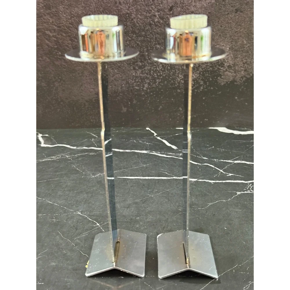 VTG PAIR (2) 1990 ORE Originals Steel Man Figure Cut Out Modern Candle Holders